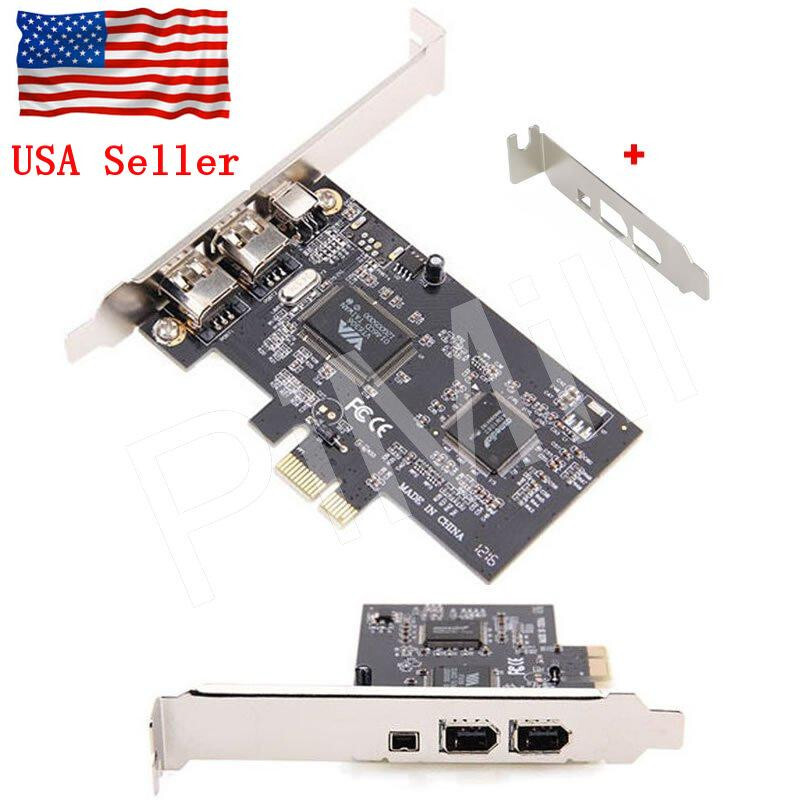 PCI-E Express FireWire 1394a IEEE1394 Card w/Low Profile Bracket US Stock