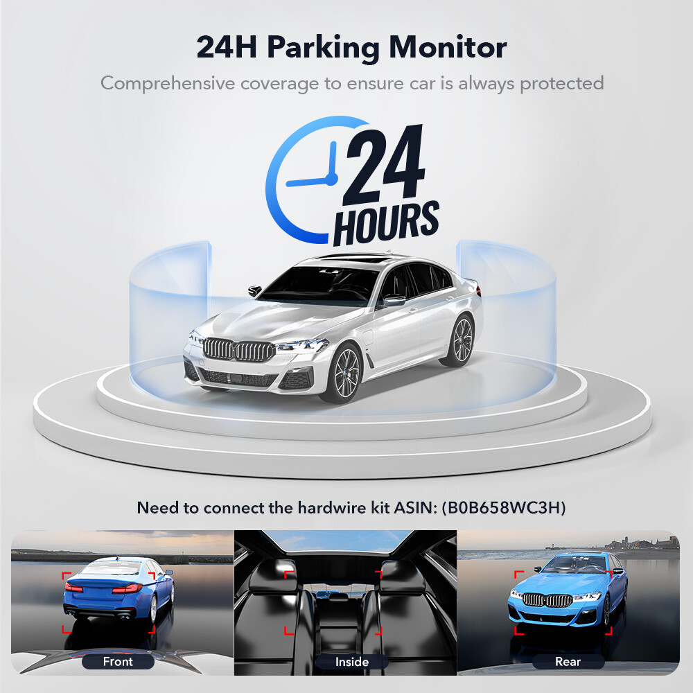 REDTIGER F17 3 Channel 4K Dash Cam,5G WiFi Front and Rear Inside,Hardwire kit