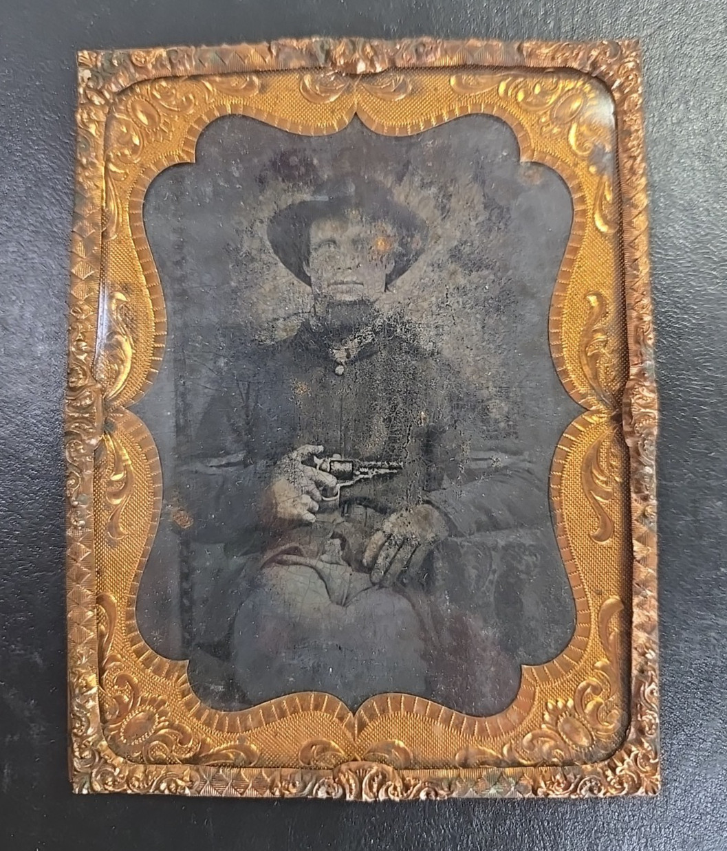 Civil War Tintype of Armed Union or Confederate Soldier w/Frame