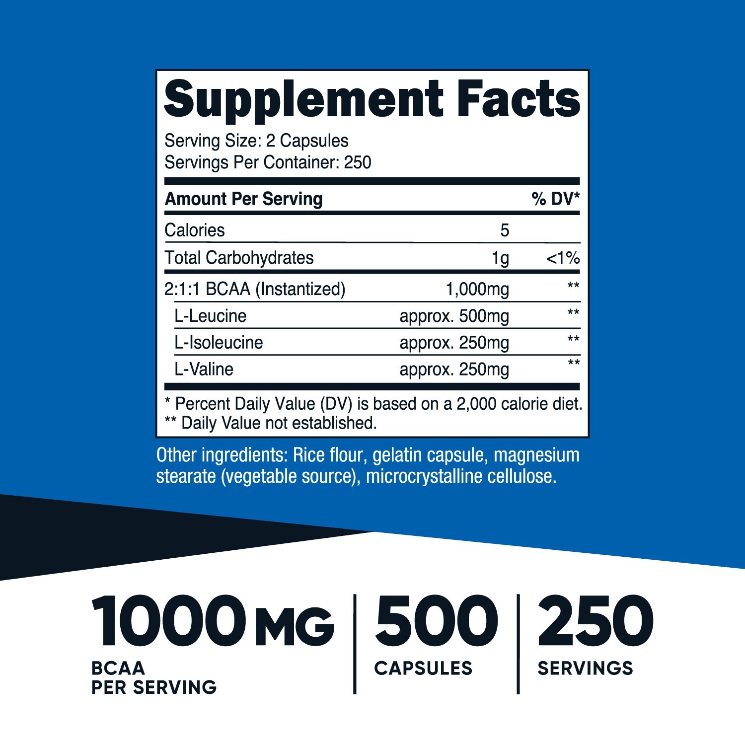 Nutricost BCAA Capsules 2:1:1 500mg, 500 Capsules