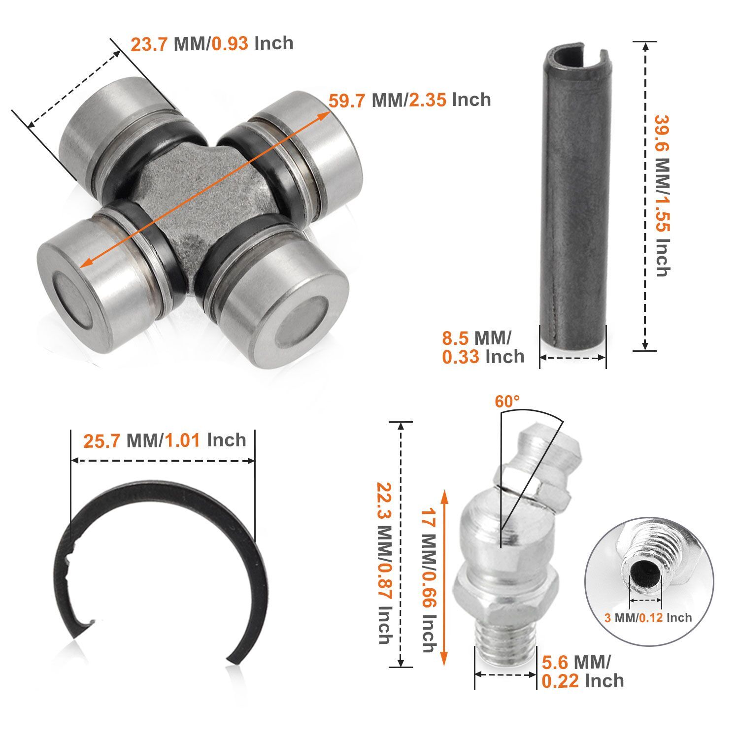 For Polaris RZR 800 2008 2009 2010 2011 - 2014 2x Front Rear driveshaft u-joint