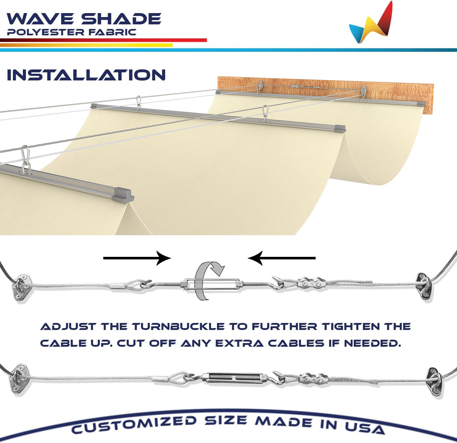 Waterproof Retractable Canopy Cover Yard Patio Awning Shade w/ Steel Wire Beige