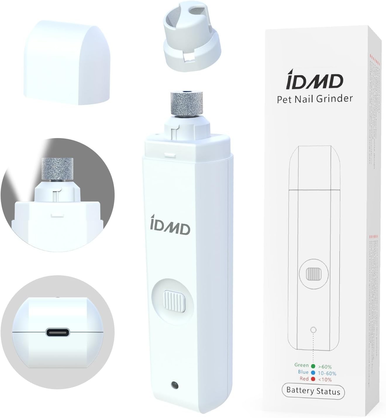 Heusom Silent Groom Pro Nail Grinder, Heusom Dog Nail Trimmer, Rechargeable USB
