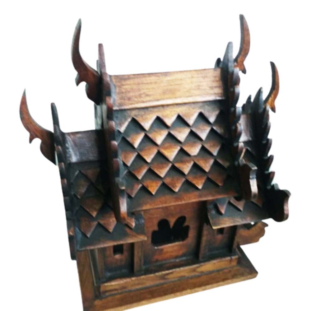 Home Collectibles Thai Small Temple Buddha Wooden Spirit House Buddhist Handmade