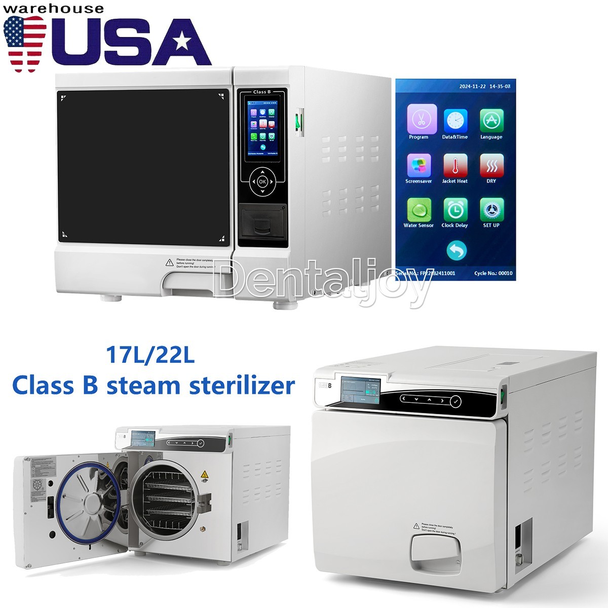 22L/17L Dental Class B Medical Autoclave Vacuum Steam Sterilizer with printer