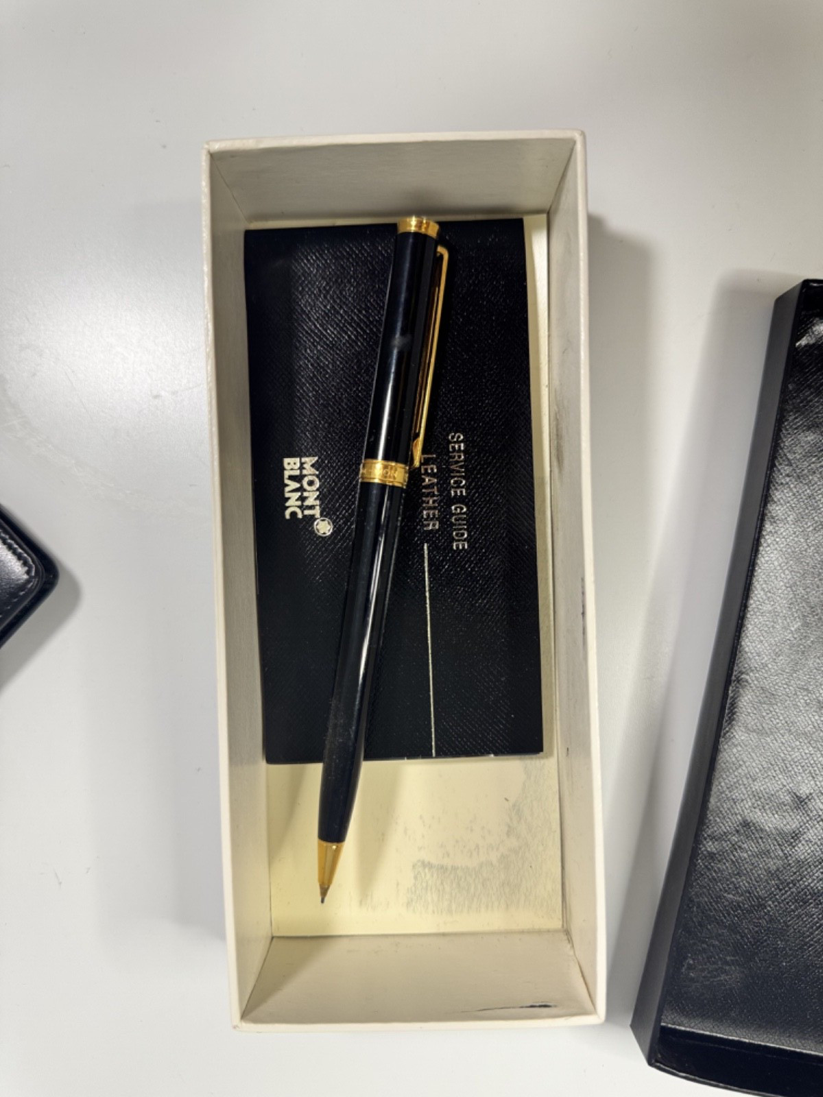 Montblanc Meisterstück Mechanical Pencil Gold Trim Leather Case & Box- Pre-Owned