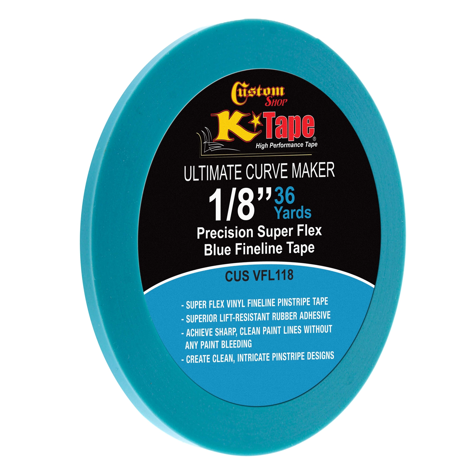 Vinyl Fineline Pinstripe Tape, Blue 1/8" x 36 Yard Roll - Create Sharp Curves