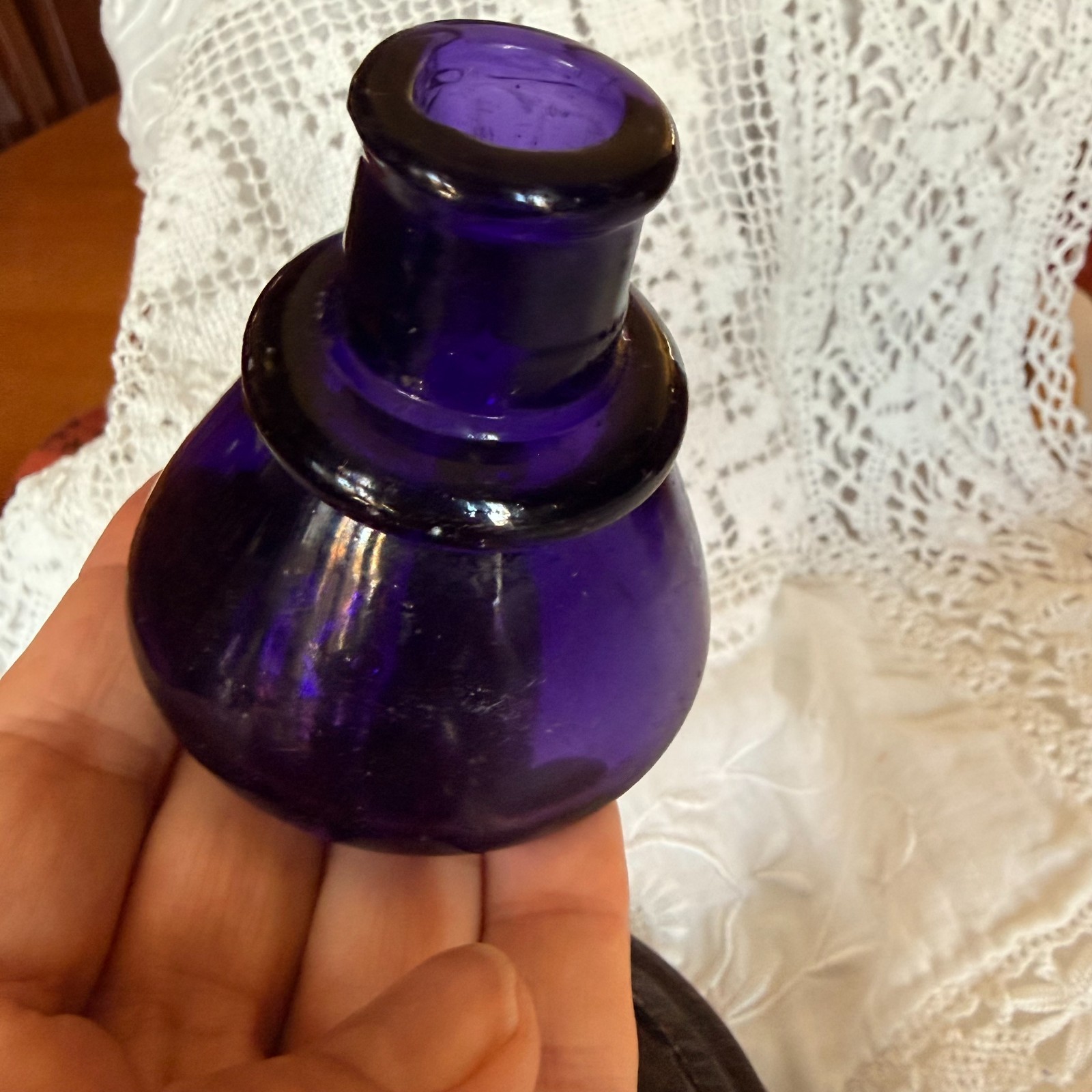 Antique Purple Amethyst Color Cone Shaped Ink Well Hand Blown 1890s