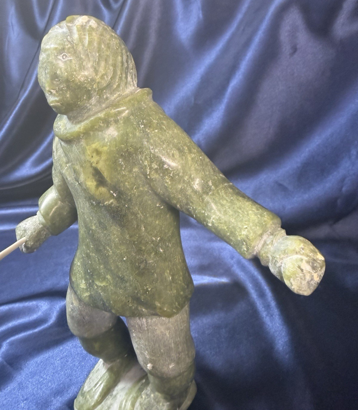 Inuit Tribal Soapstone/Serpentine Hand Carved Signed Sculpture, a Hunter Canada