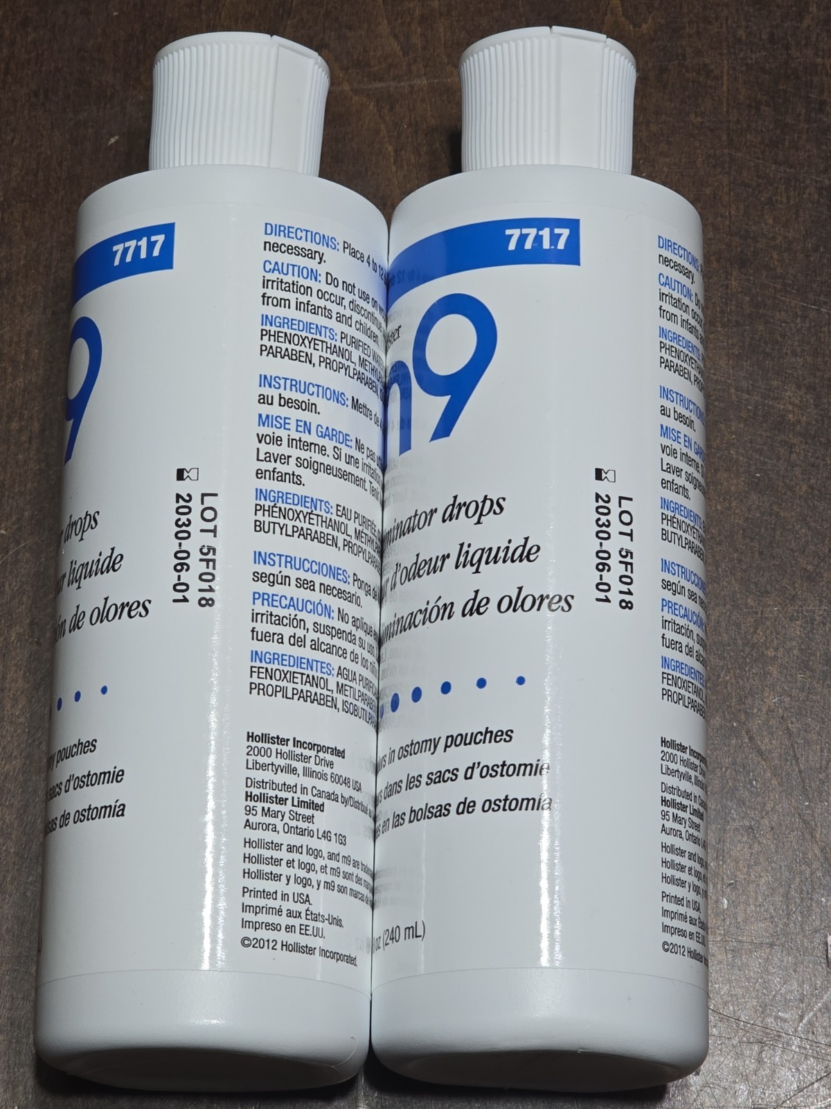 Hollister 7717 m9 Odor Eliminator Drops 8 Oz - 2 Pack (2x Bottles) - NEW