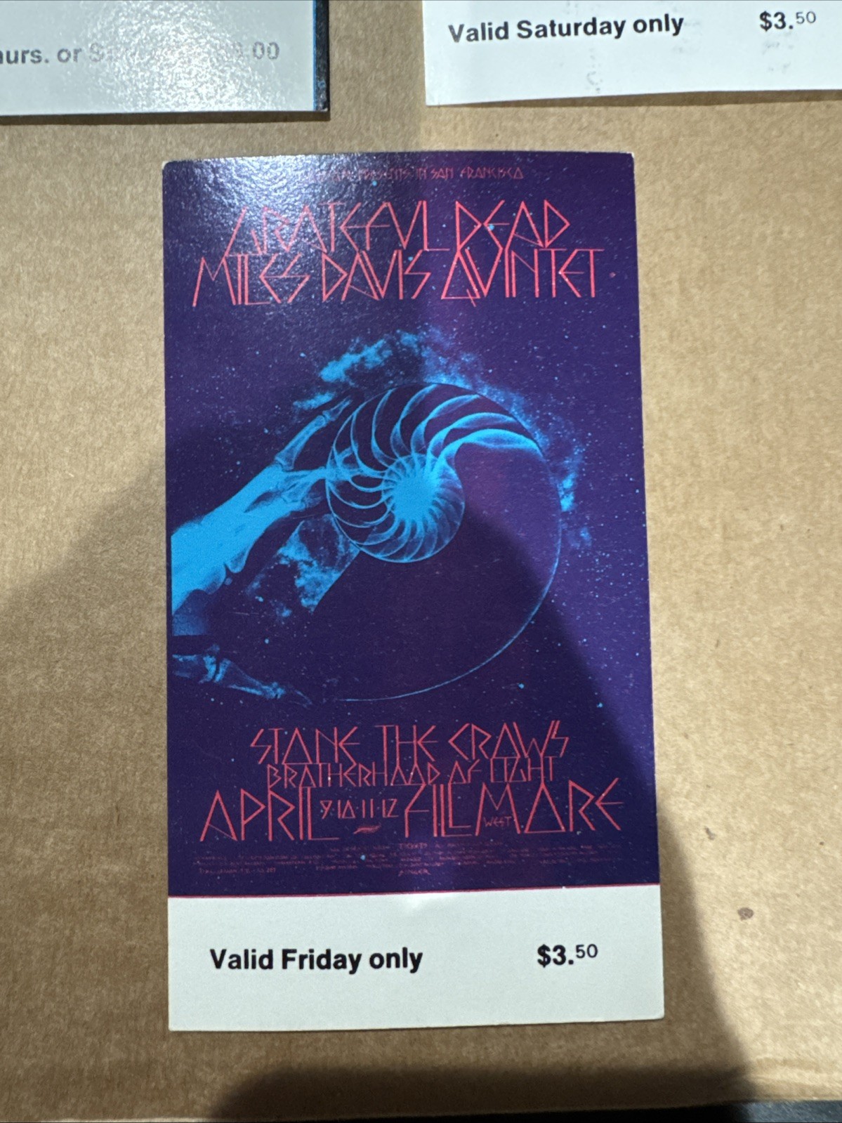 Grateful Dead BG-227 Tickets x 3 Miles Davis Quintet Jerry Garcia Fillmore West