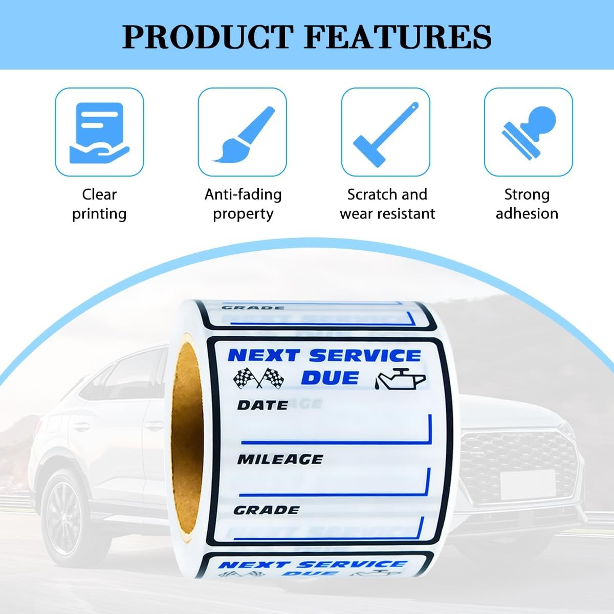 Oil Change Sticker, 250PCS 2 x 2 Clear Next Service Due Reminder Vehicle Windshi