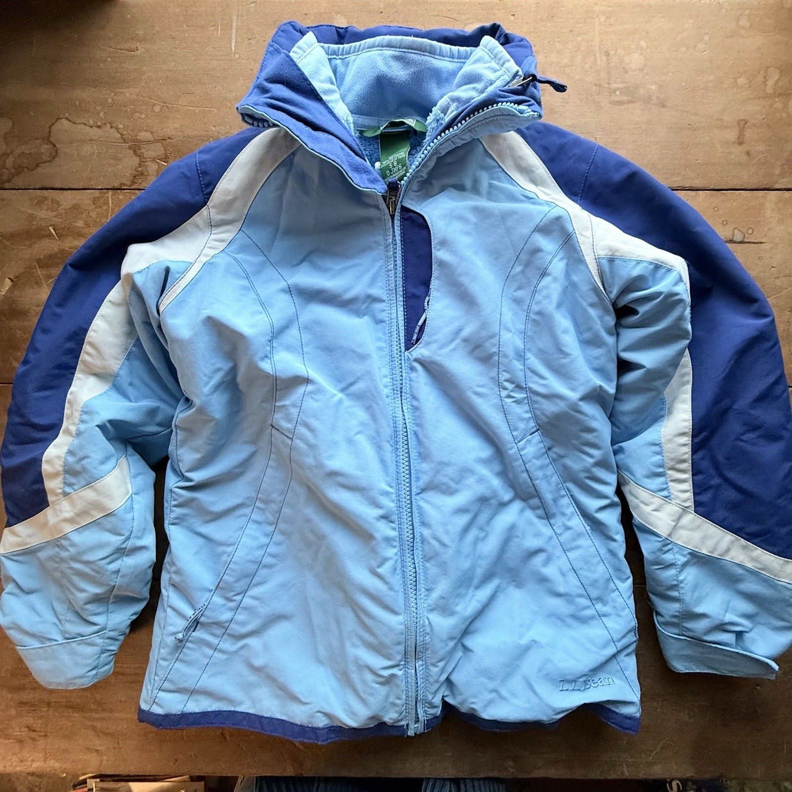 Girls VTG 90s LL Bean Puffer Coat Sz Small Jacket Blue Detachable Liner Y2K Play