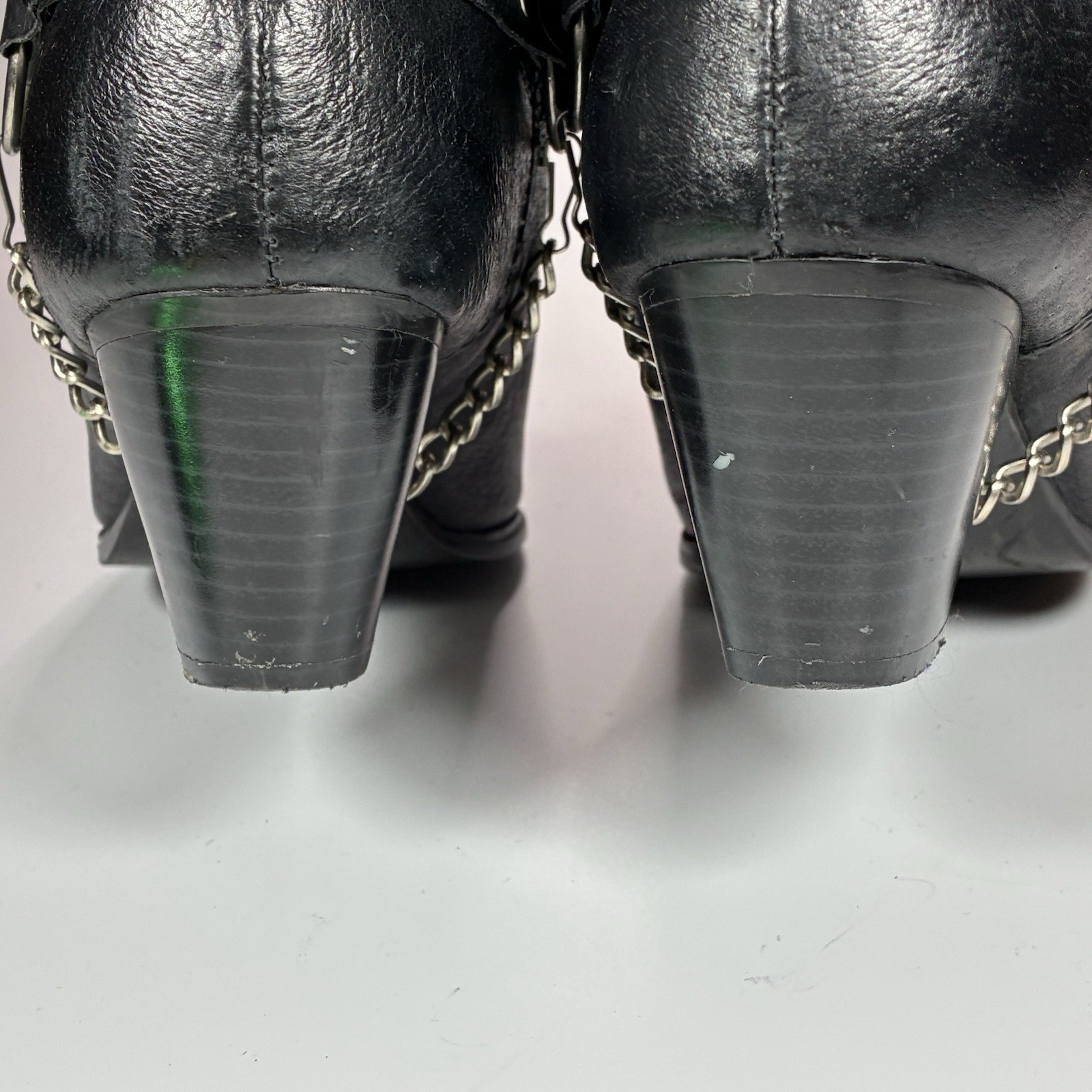 Dingo Wmn 8.5 Olivia DI 522 Pigskin Leather Boot Silver Tone Concho Strap Black