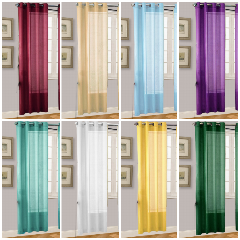 2PC SOLID SHEER INDOOR PANEL 8 GROMMETS WINDOW CURTAIN VERSATILE RUBY SEE THRU