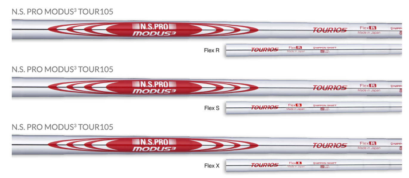 Nippon N.S. Pro Modus 3 Tour 105 .355" Taper Tip Golf Iron Shafts Set R/S/X Flex