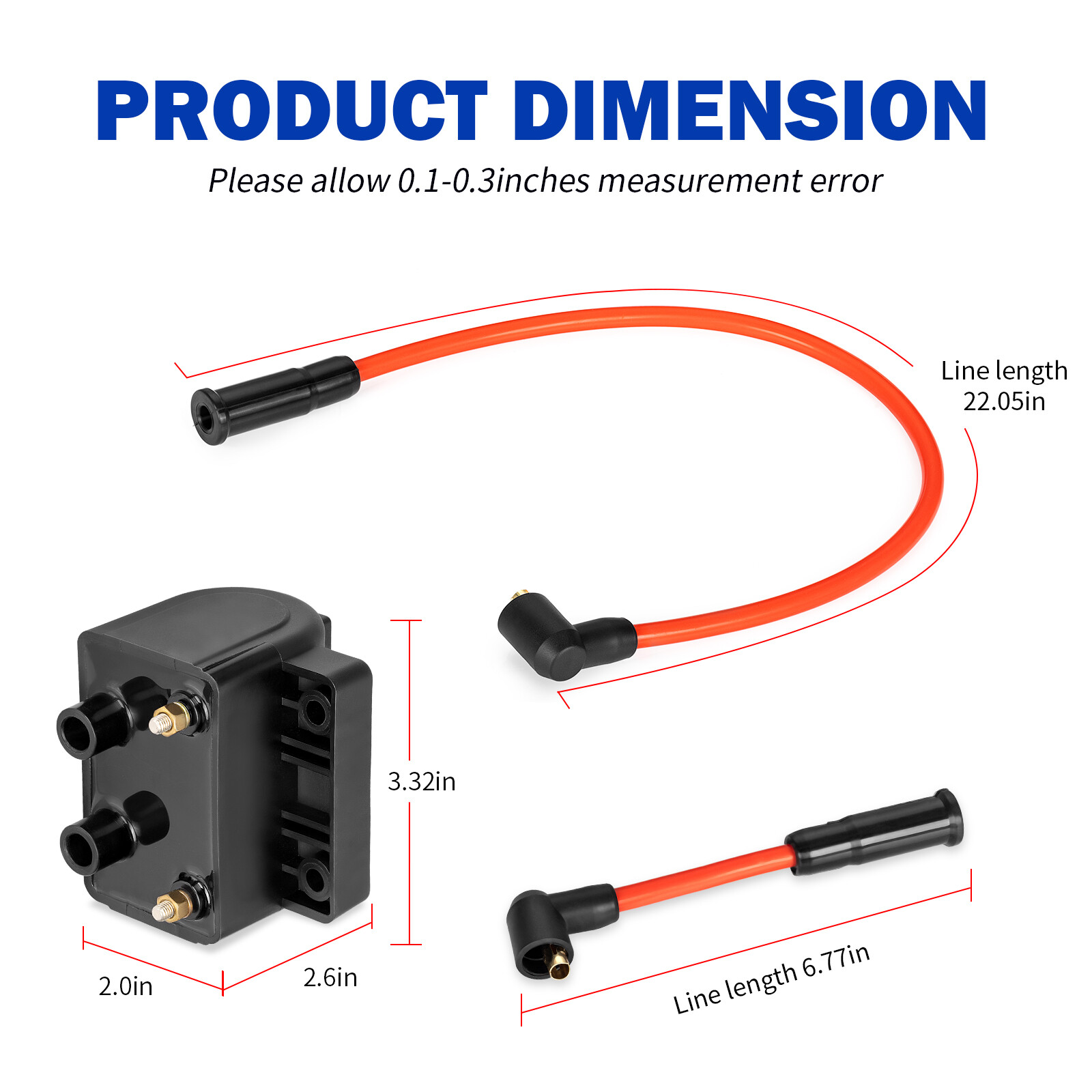 IGNITION COIL 12V 83-99 31614-83A For Sportster Dyna FXR FLT Spark Plug Wire Cap