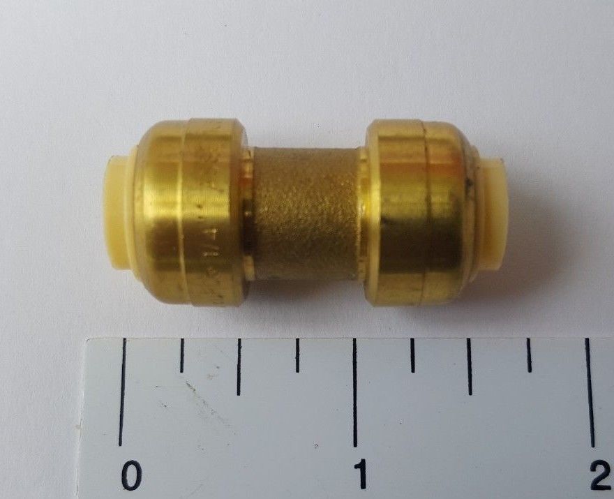 10 PIECES 1/4" X 1/4" PUSH FIT COUPLINGS, LEAD FREE BRASS
