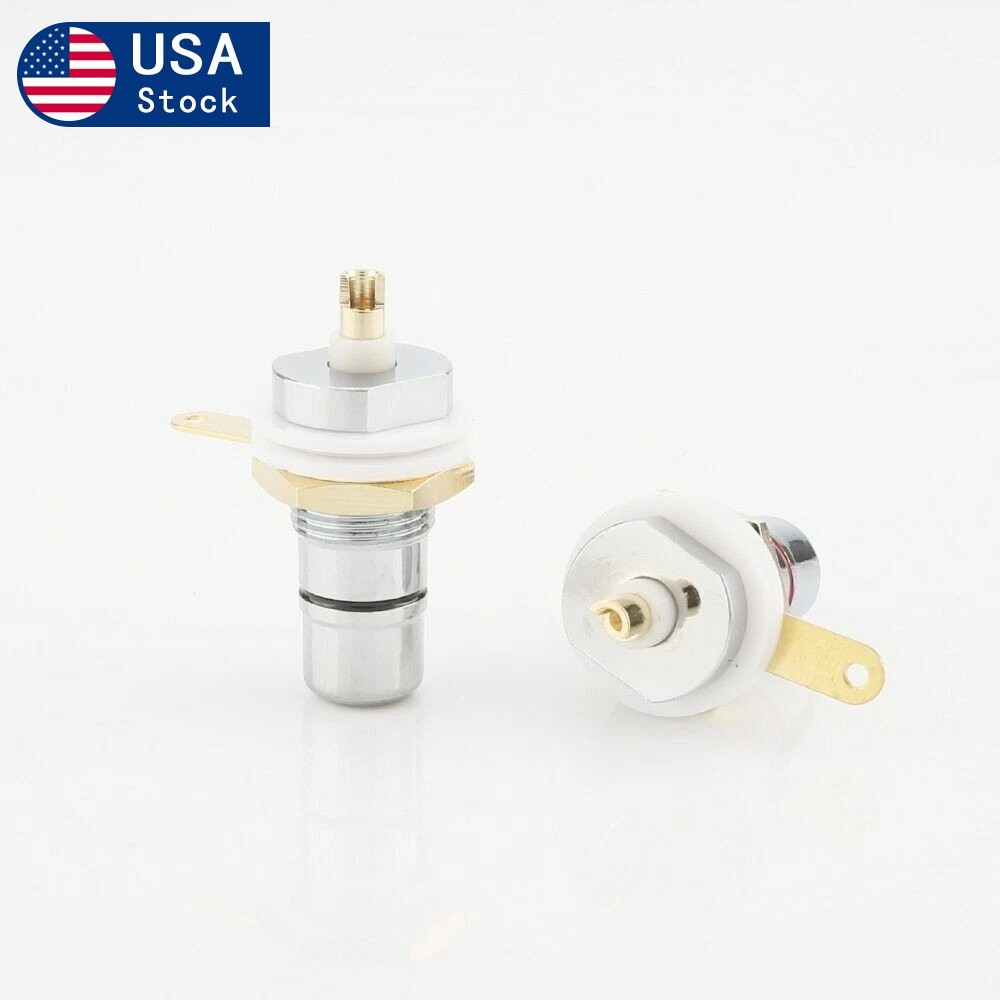 4X Rhodium Plated RCA Socket female Panel Mount plug Hifi Audio Terminal Chassis