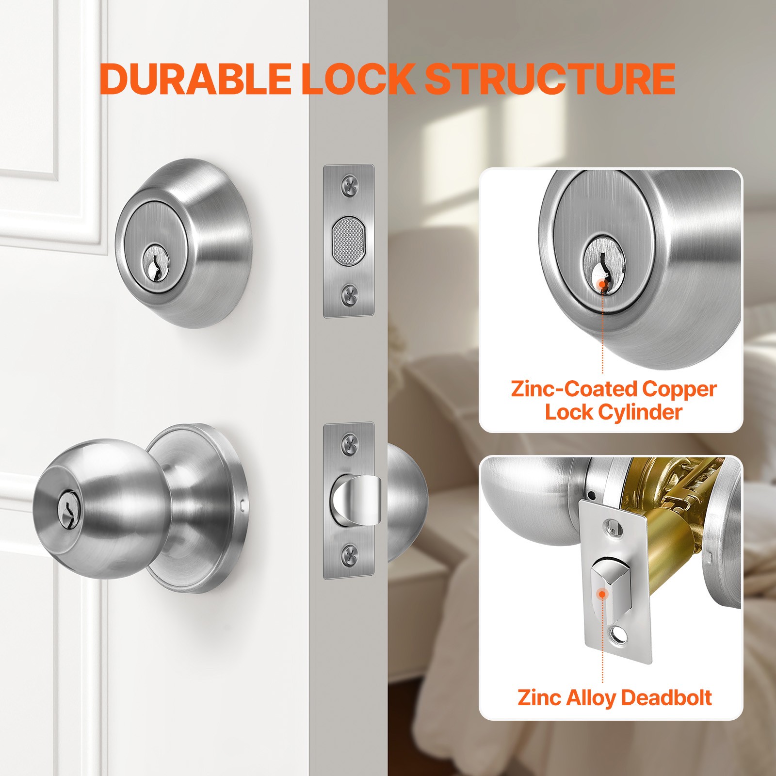 Uimoso Entry Door Knob and Deadbolt Set Satin Nickel Single Cylinder Deadbolt