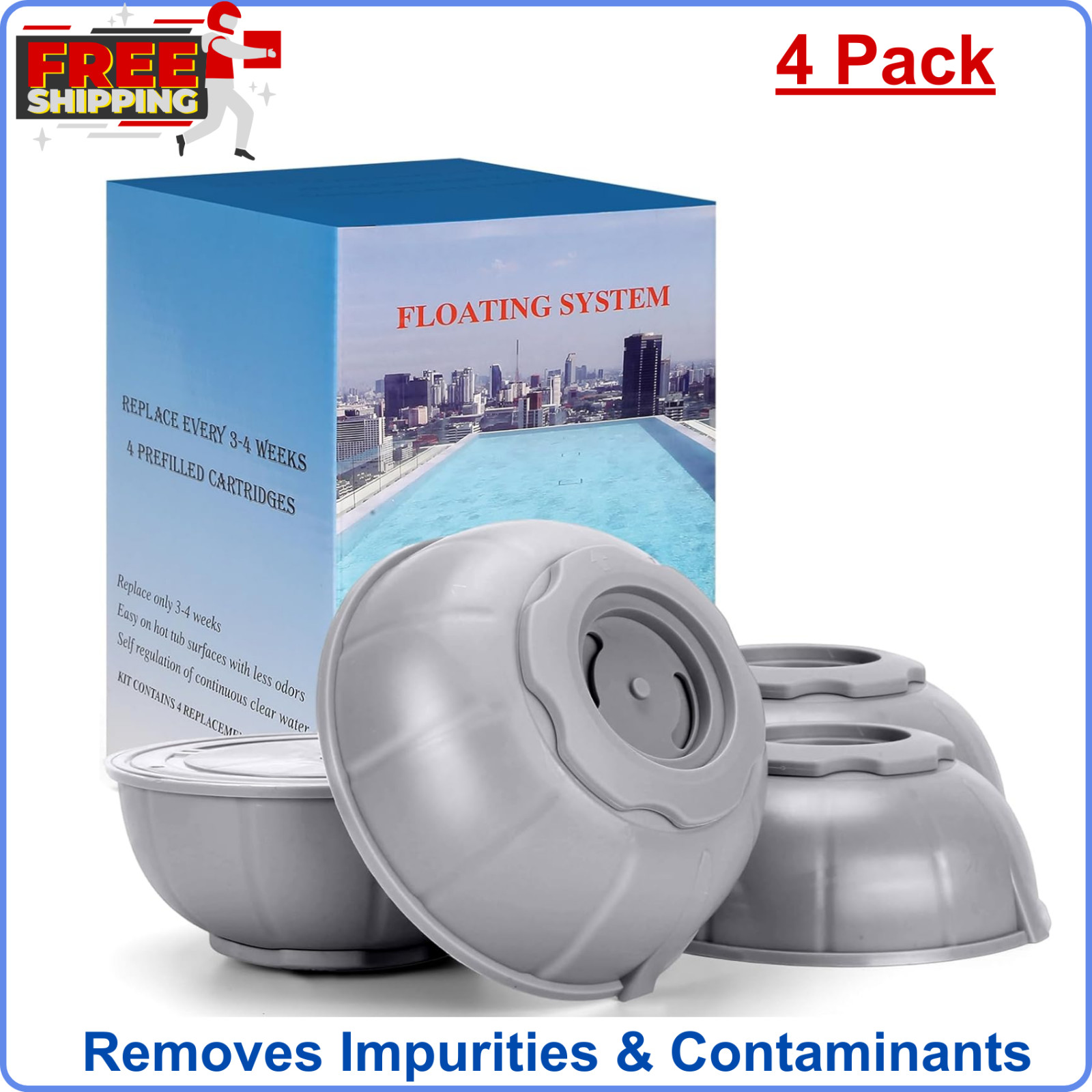 Hot Tub Replacement Cartridge Compatible with Frog Ease Floating System, 4 Pack