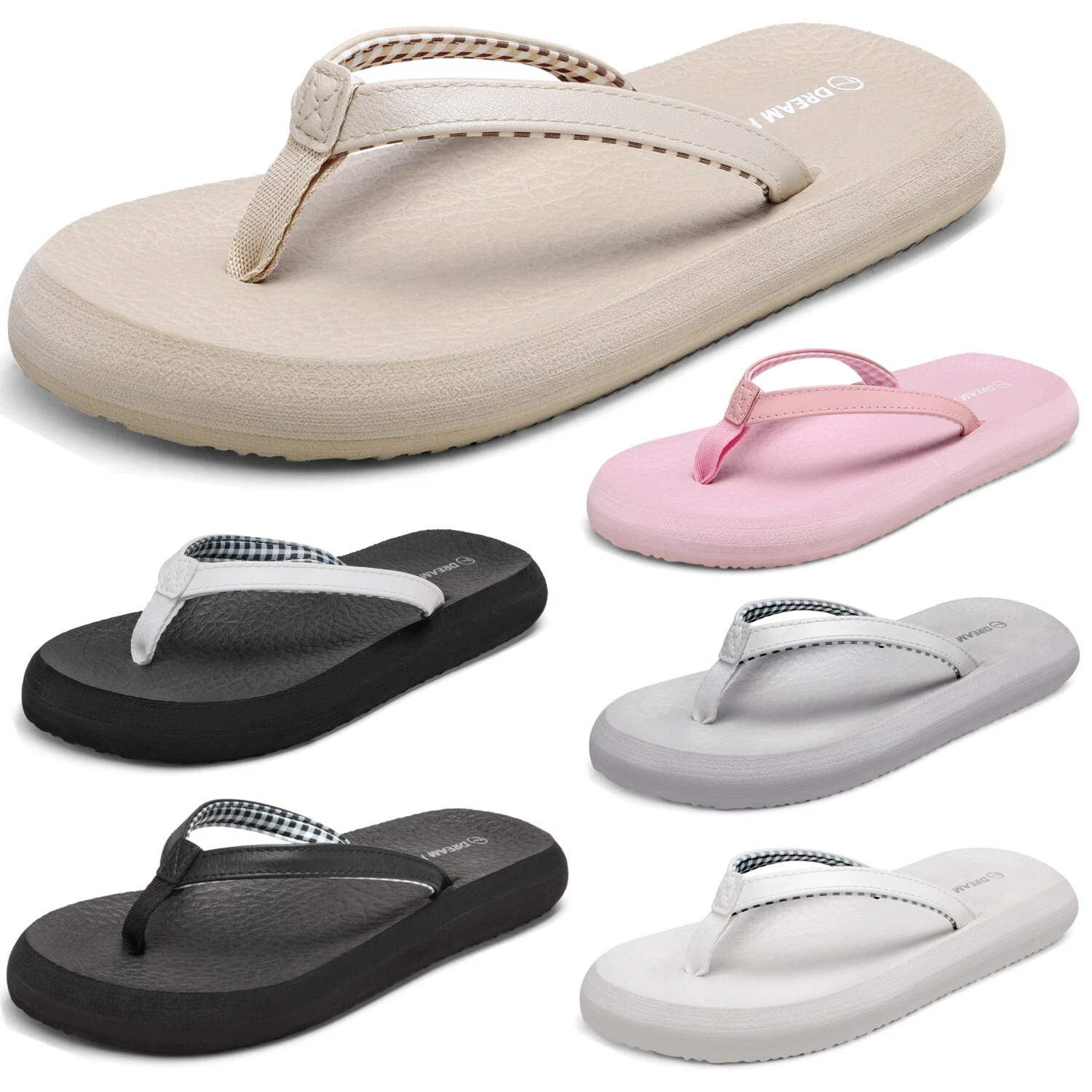 Women Flip Flops Arch Support Soft Cushion Lightweight Beach Thong Sandals