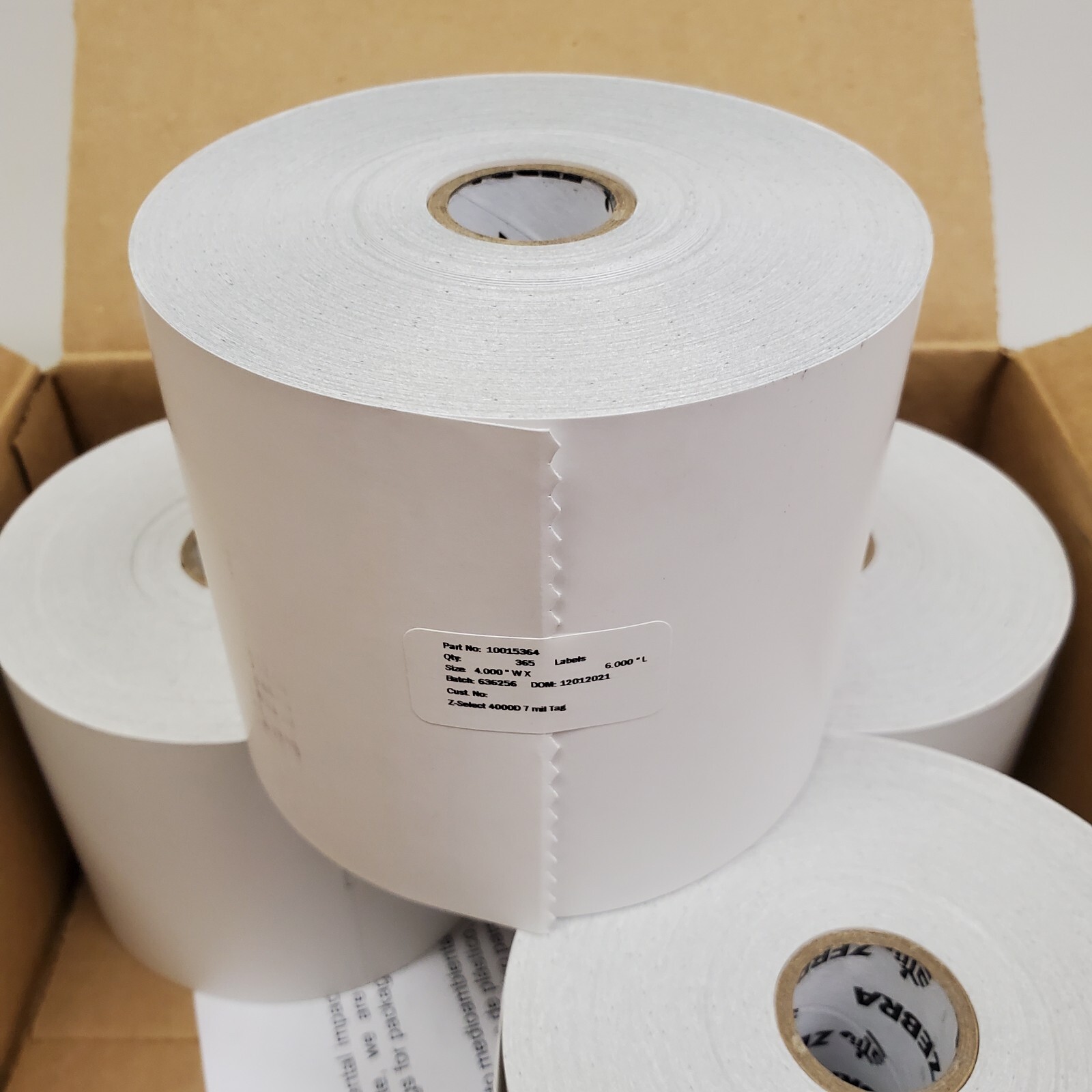 Zebra 4" x 6" Z-Select 4000D 7 mil Tag OEM Thermal Labels - 4 Rolls 10015364 NEW