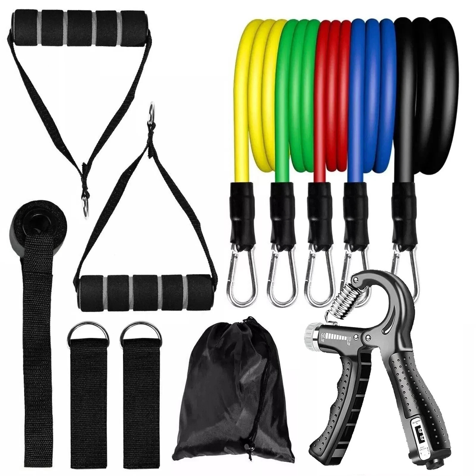 12 PCS Resistance Band Set Yoga Pilates Abs Exercise Fitness Tube Workout Bands