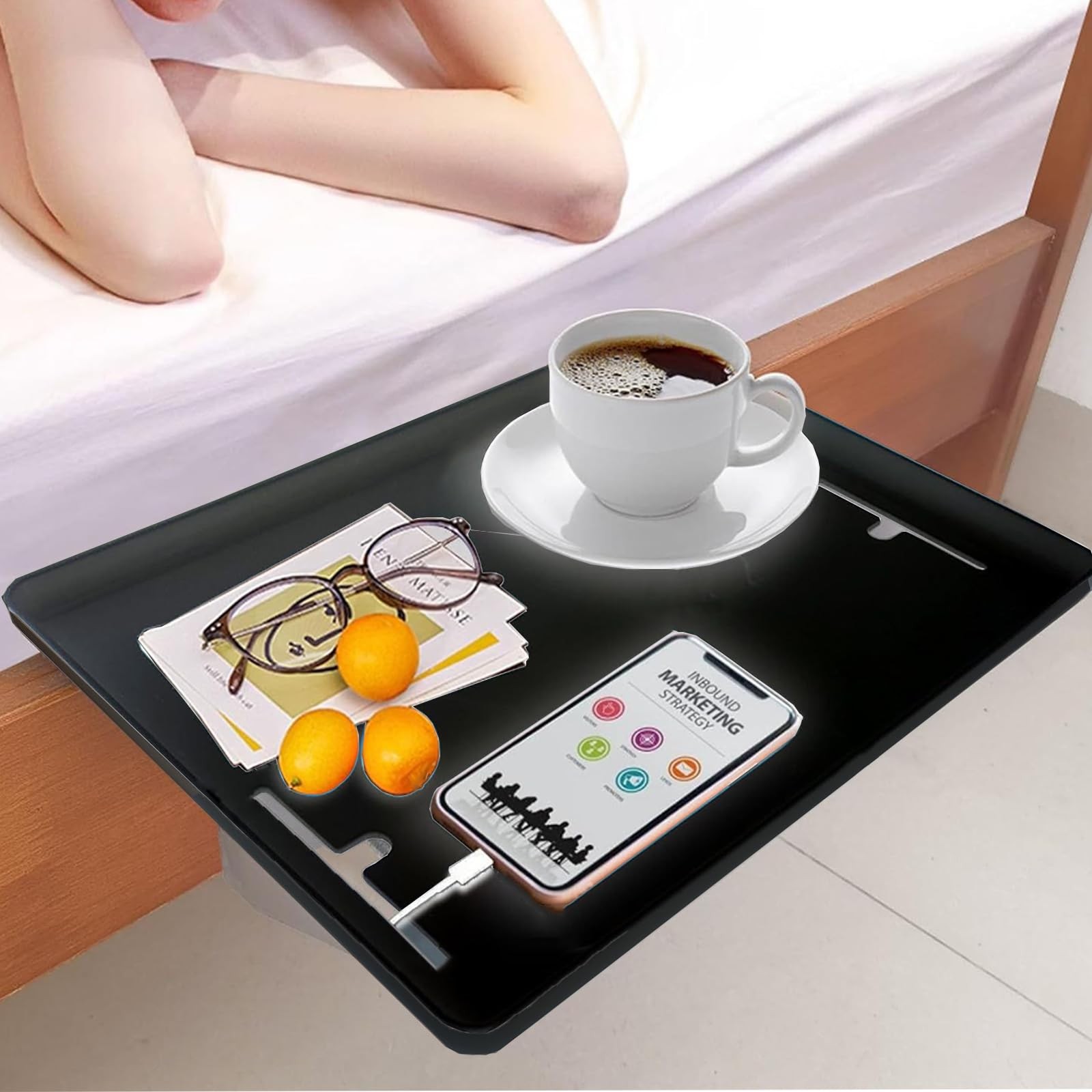 Bedside Shelf Nightstand Table Tray for Bunk Bed College Dorm Room Bedroom La...