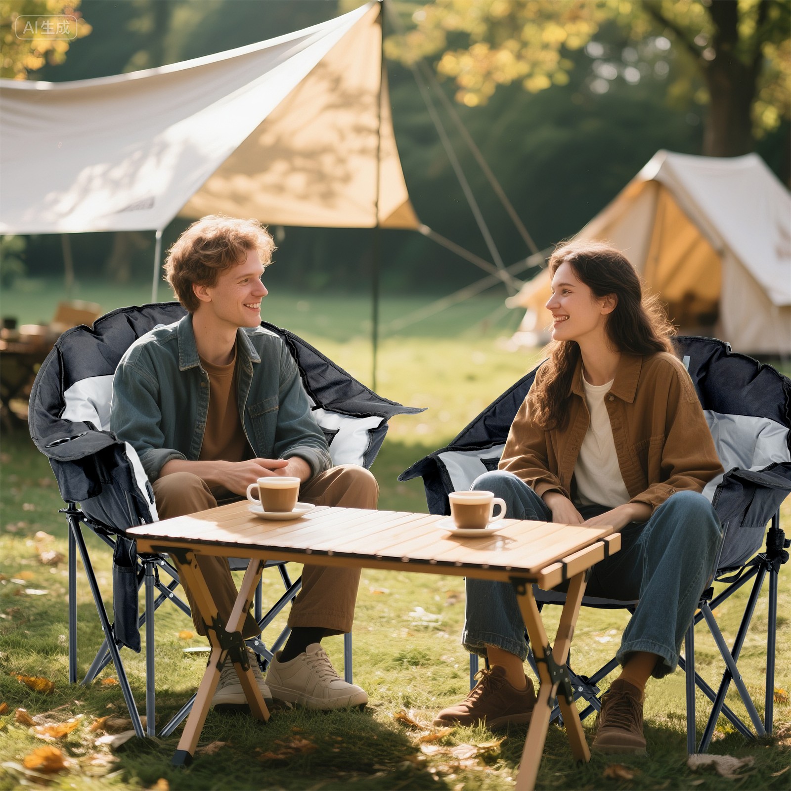 NAIZEA Heated Camping Chair Padded Patio Lounge Chairs 3 Heat Levels 20" W Seat