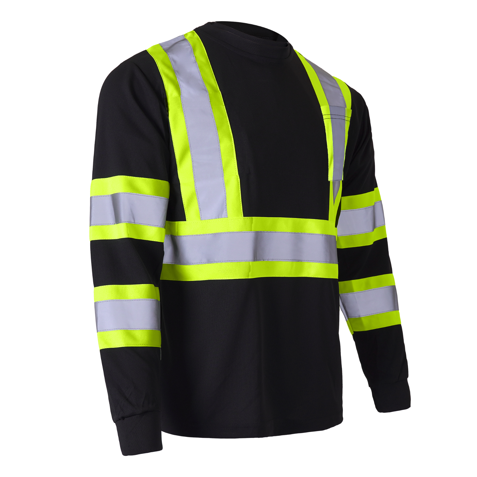 5 pack Black Hi Vis Shirt ANSI Reflective Safety Long Sleeve HIGH VISIBILITY