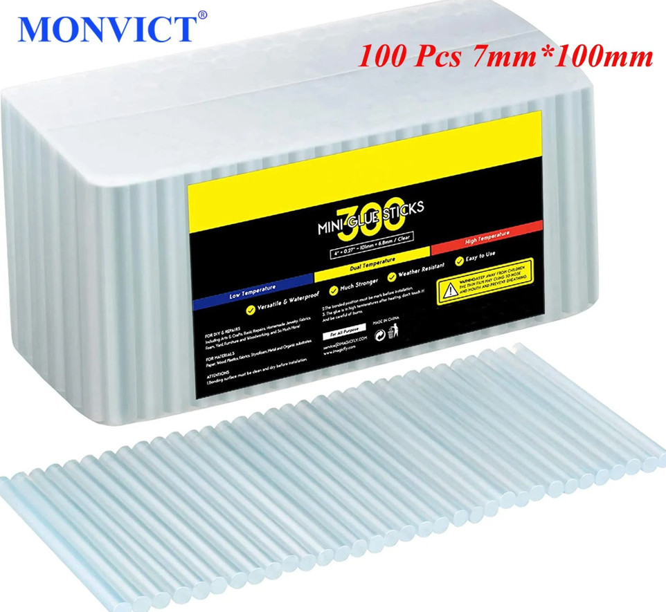 100pcs Mini Hot Glue Sticks – 7mm Clear Adhesive for DIY & Repairs - NEW