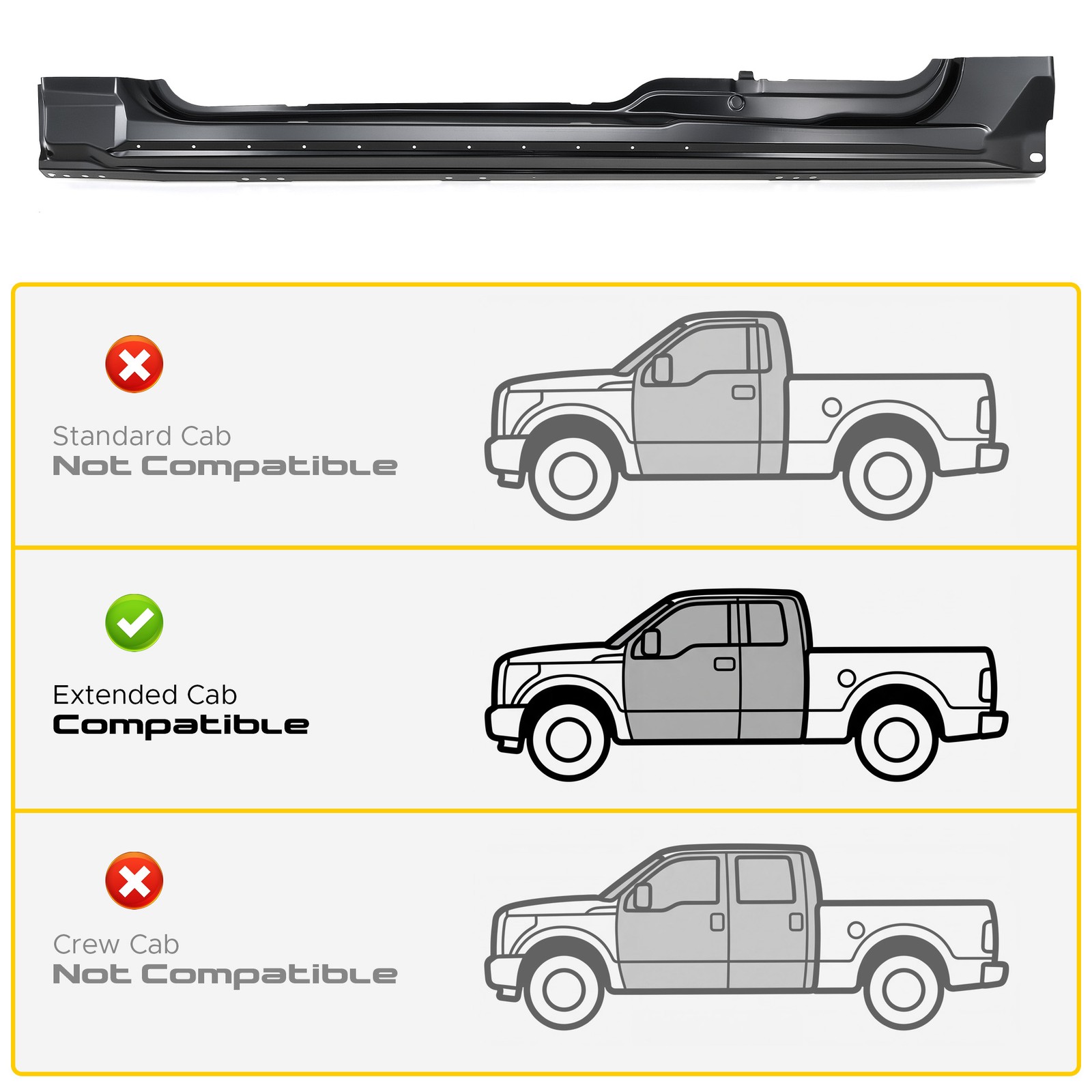 For 09-14 Ford F150 Pickup Truck Super / Extended Cab Factory Style Rocker Panel