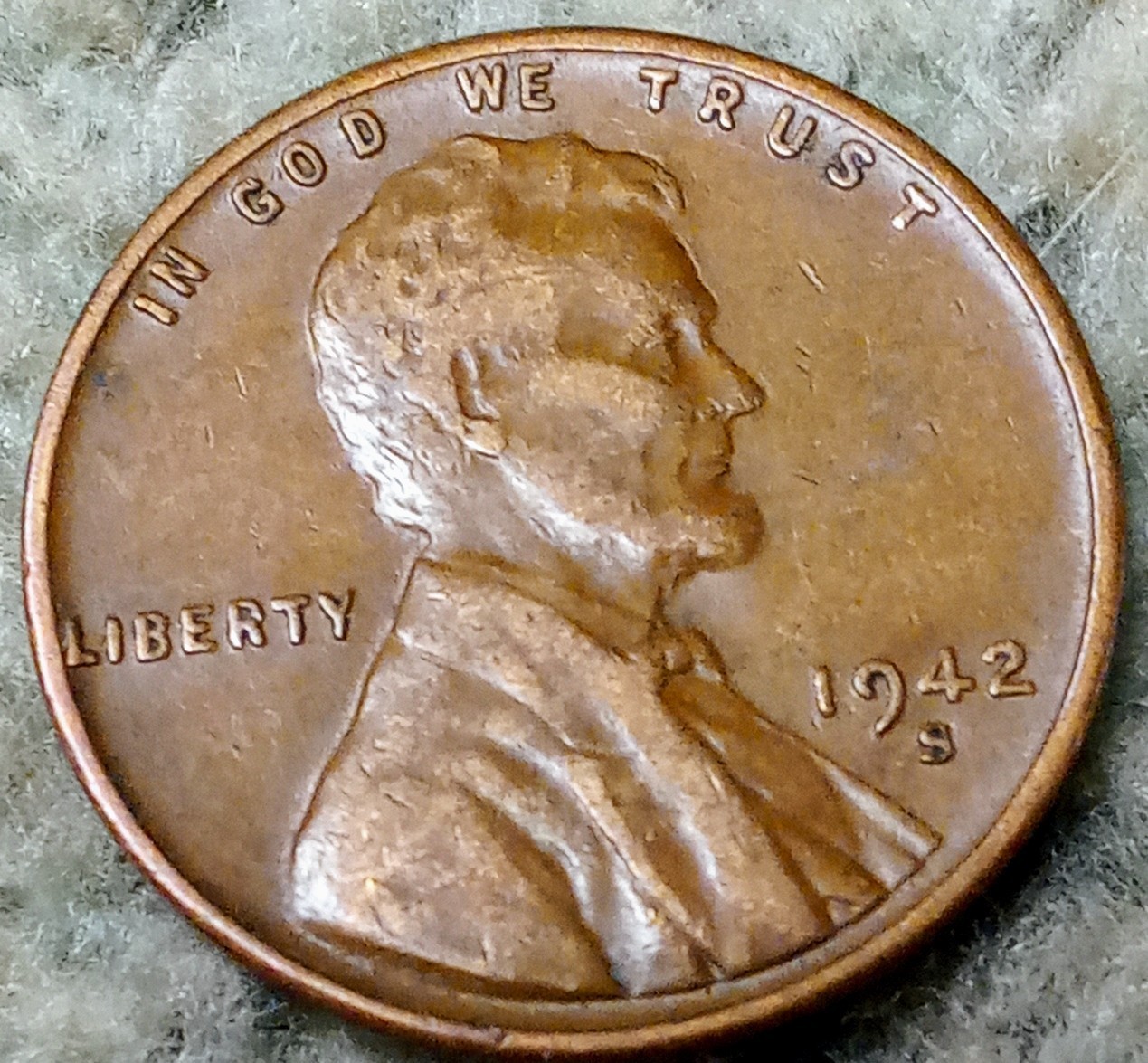 1942 S Lincoln Wheat Cent Free Shipping