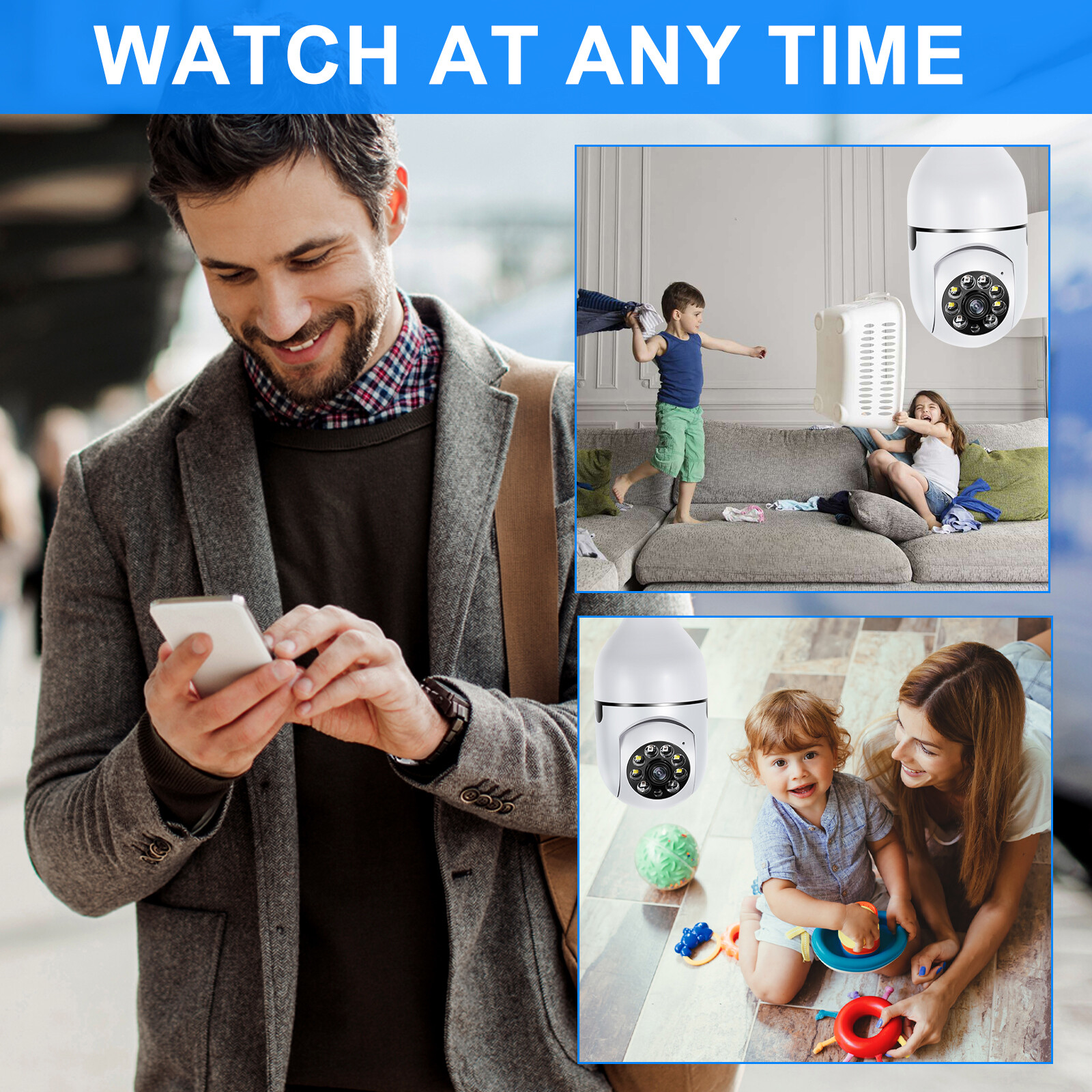 2MP IP E27 Light Bulb Camera 1080P Wi-Fi IR Night Smart Home Wireless Security