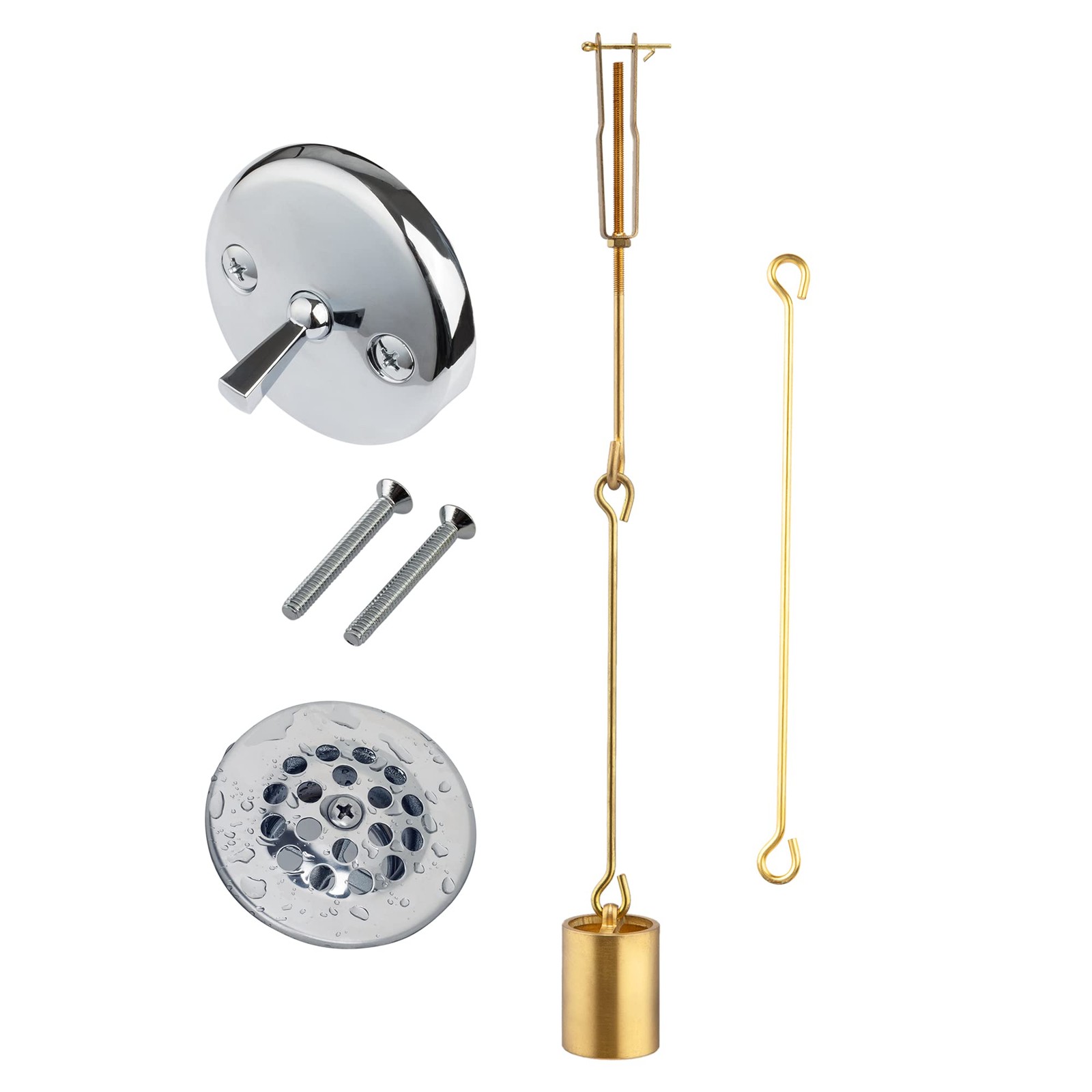 Tub Drain Linkage Assembly with Trip Lever and Strainer Done Rought Brass