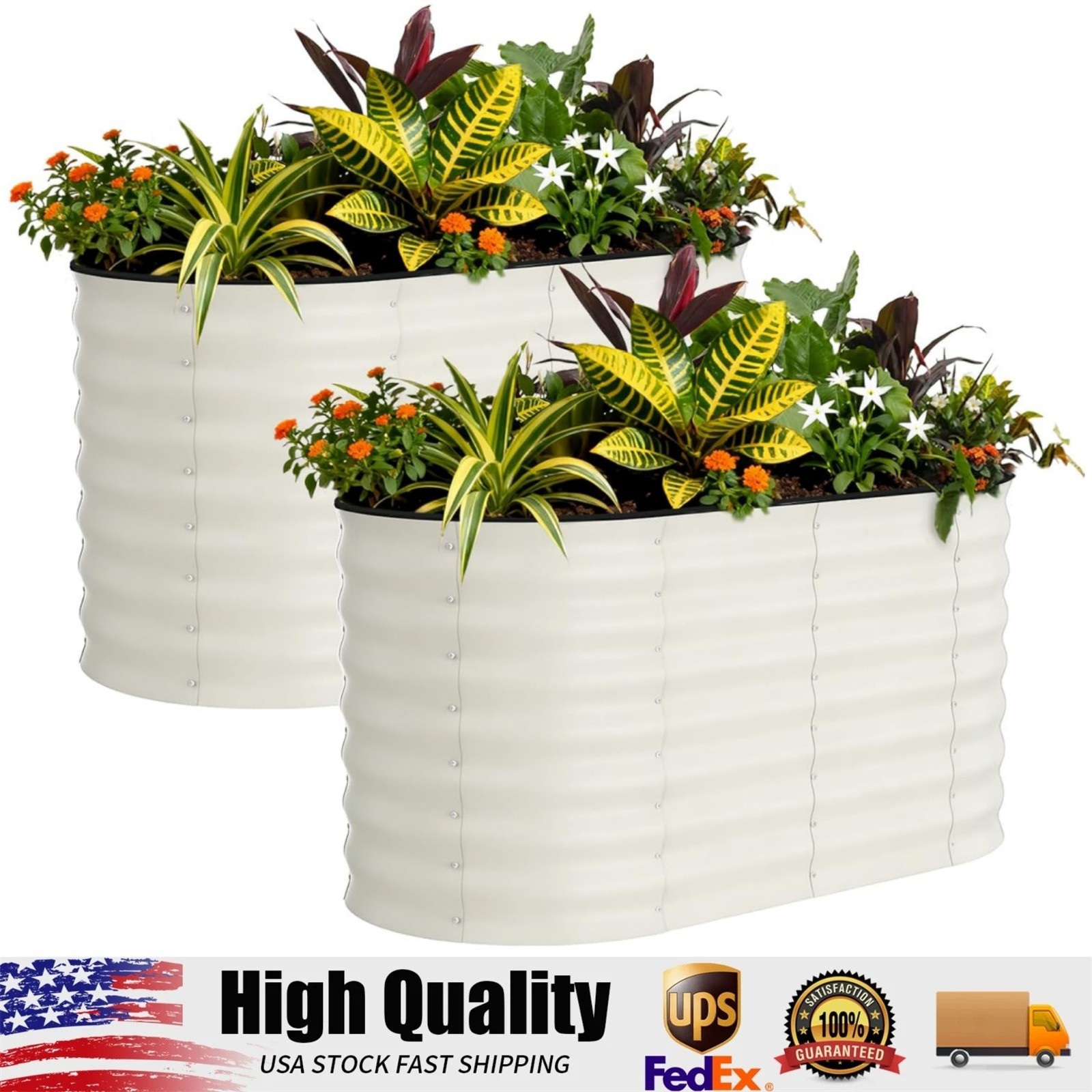 2 Pack Galvanized Raised Garden Bed Outdoor, 4 x 2 x 2 ft Metal Planter Box