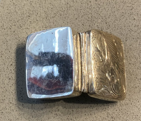 Vintage Engraved Sterling Silver Rectangle Pill Box