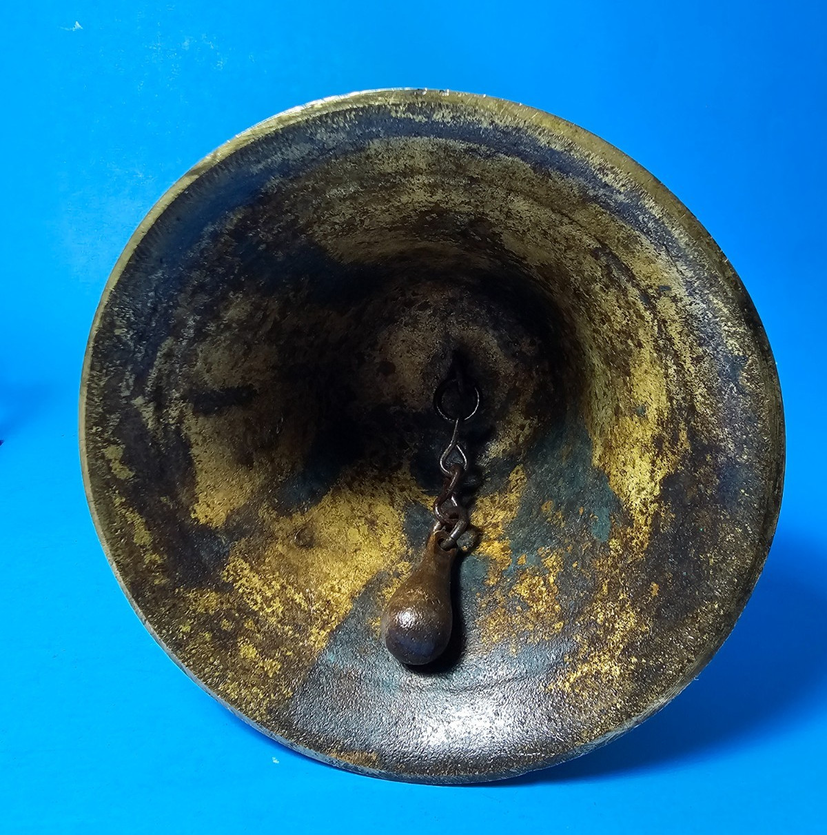 Mid-Century Bronze Brass Hand Bell Featuring Aged Patina