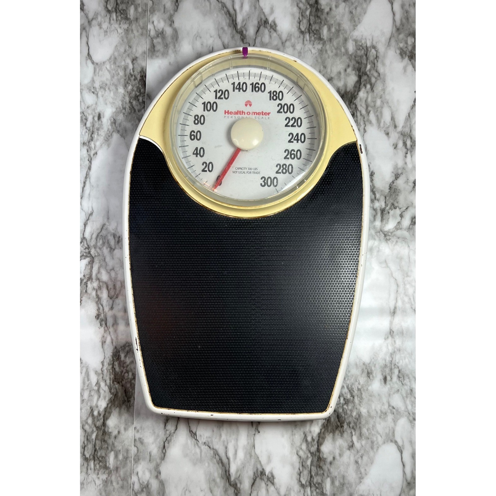 Vintage Healthometer Mechanical Bathroom Scale Black Cream Up To 300 lbs