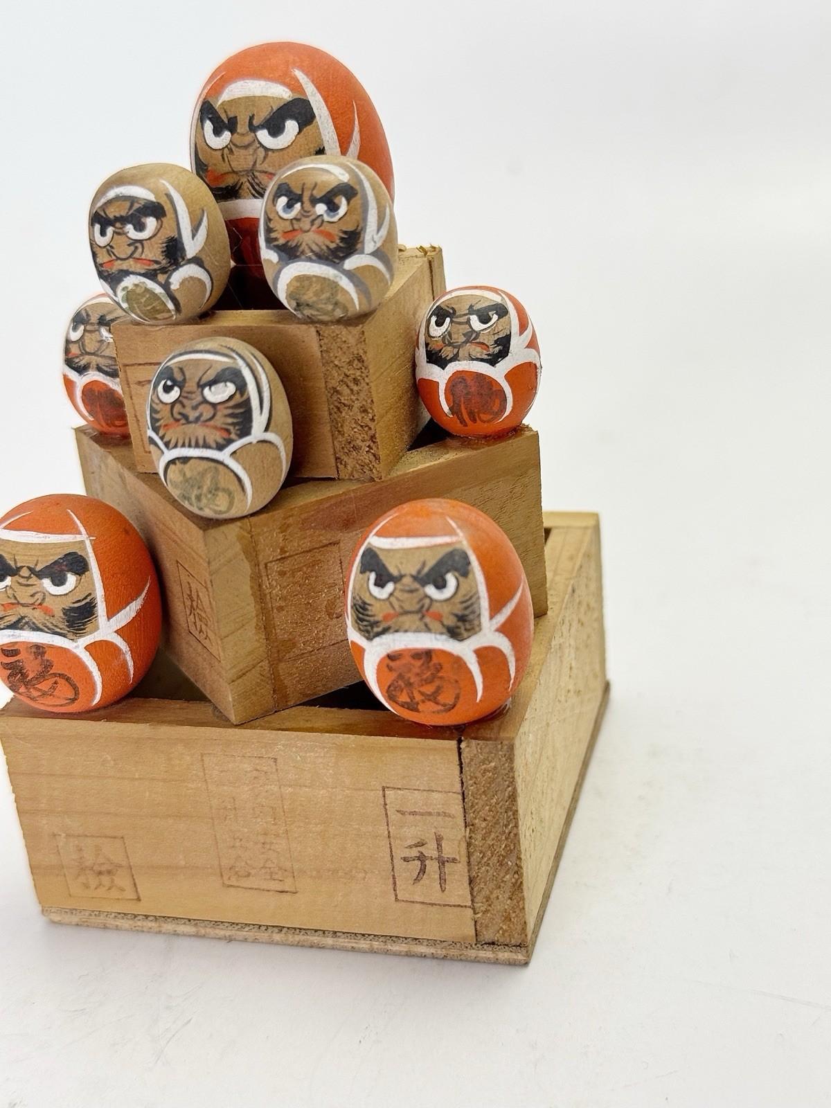 Japan Vtg Odawara Souvenir Daruma 4" Folk Art Miniature Doll Handcraft