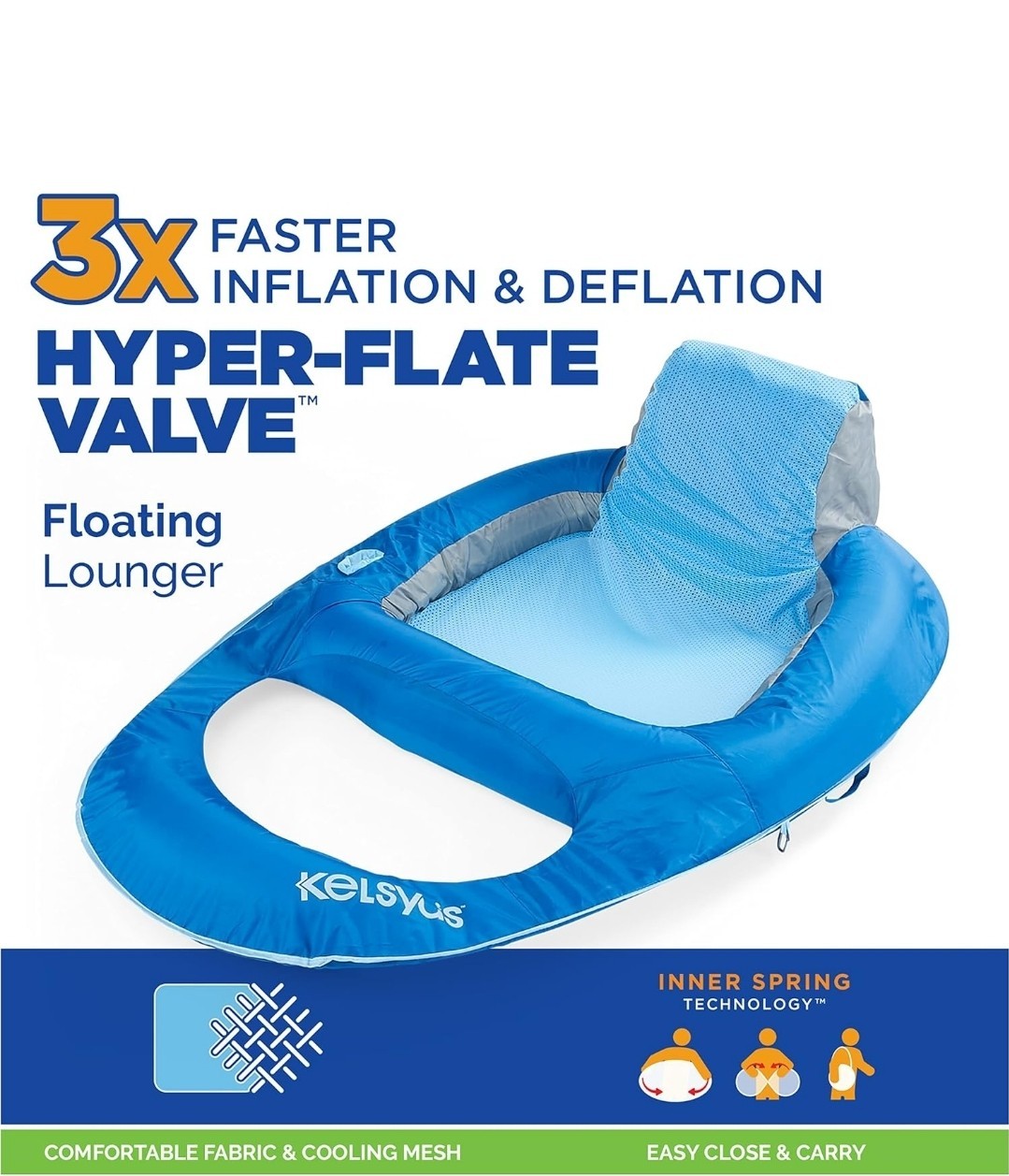 Kelsyus Floating Lounger Pool Float With Cup Holder Supports Up To 250LB New