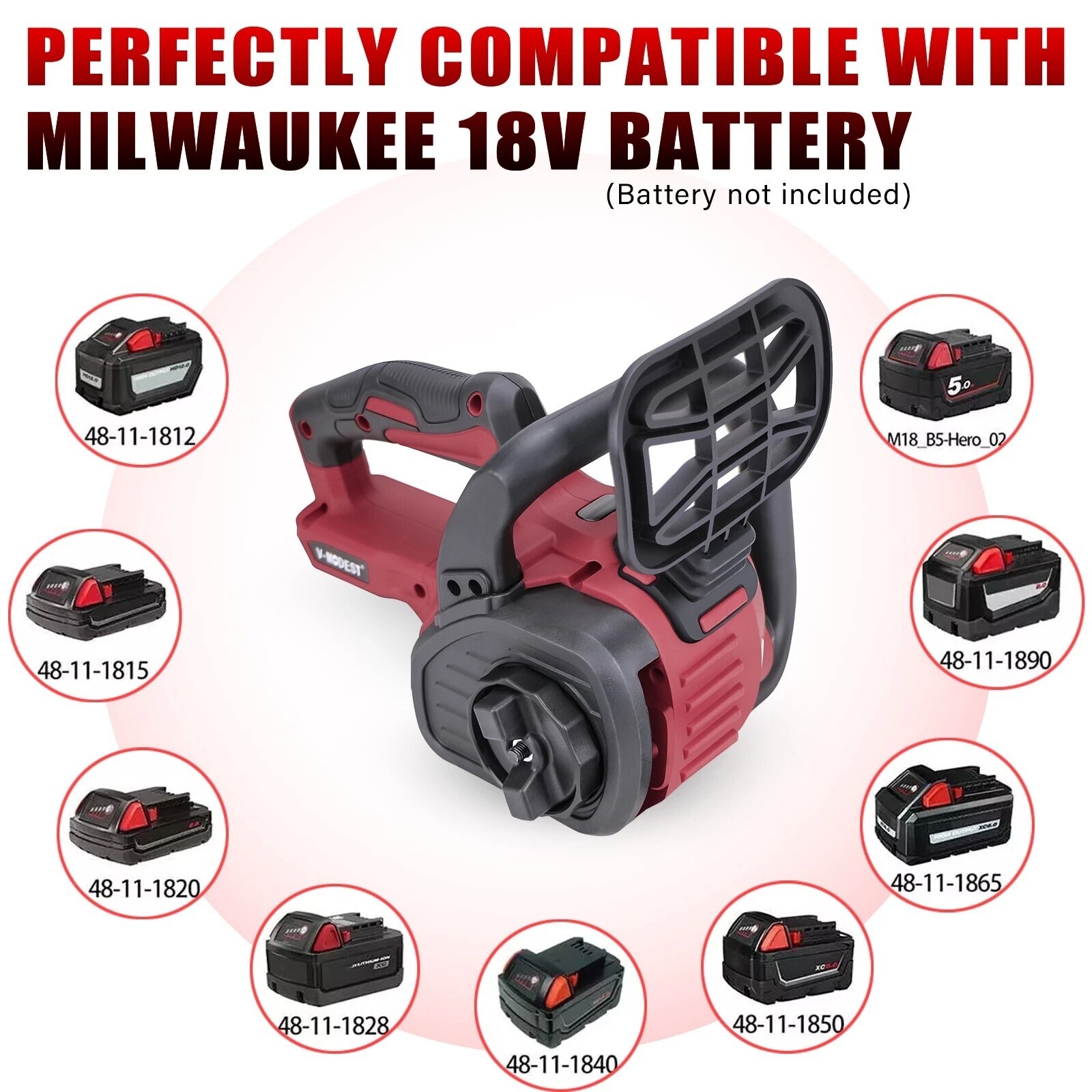 Compatible Milwaukee M18 Fuel 18V Battery Brushless 12 in Cordless Chainsaw