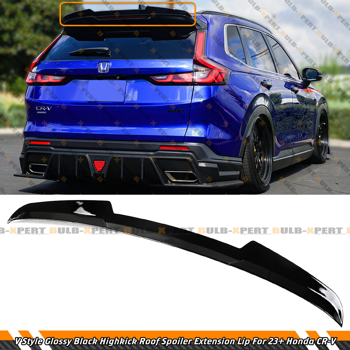 For 2023-2025 Honda CR-V CRV V Style Gloss Black Top Roof Lip Spoiler Extension