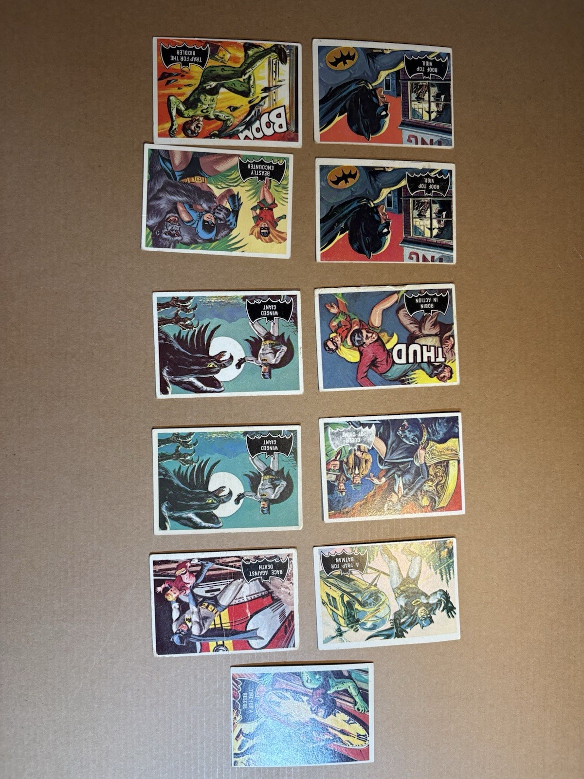 Lot Of 11 1966 Topps Batman Card Black - Low grade Poor