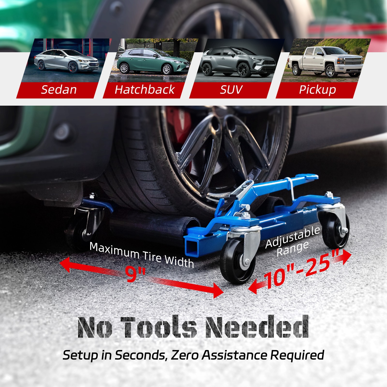 Car Dolly Jack Set of 4 Mechanical 1500-lbs Wheel Dolly for Vehicle Position