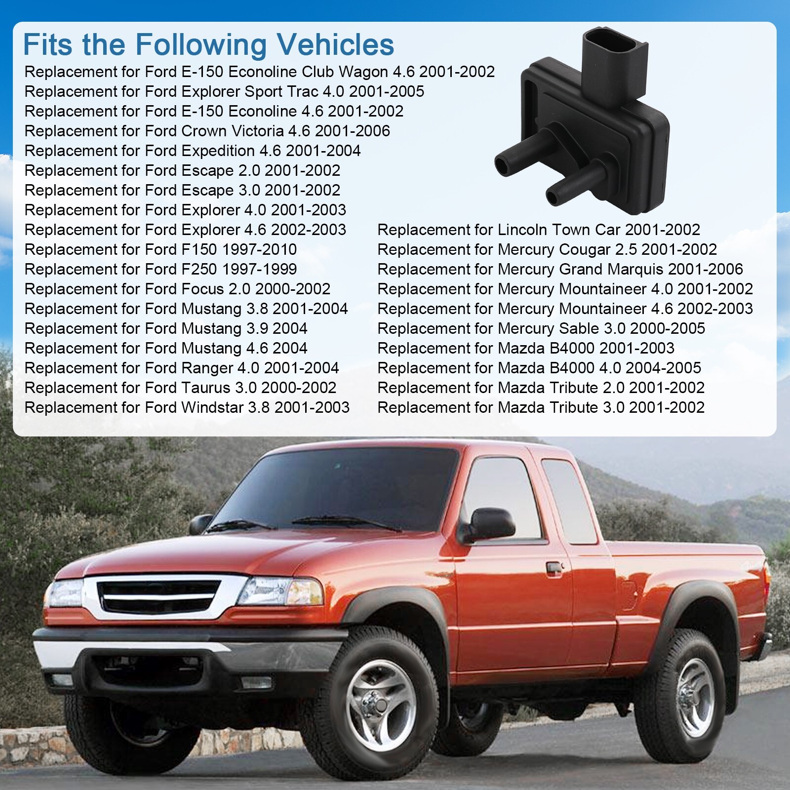 DPFE4 EGR Pressure Feedback Sensor MOTORCRAFT For Ford Pickup Truck