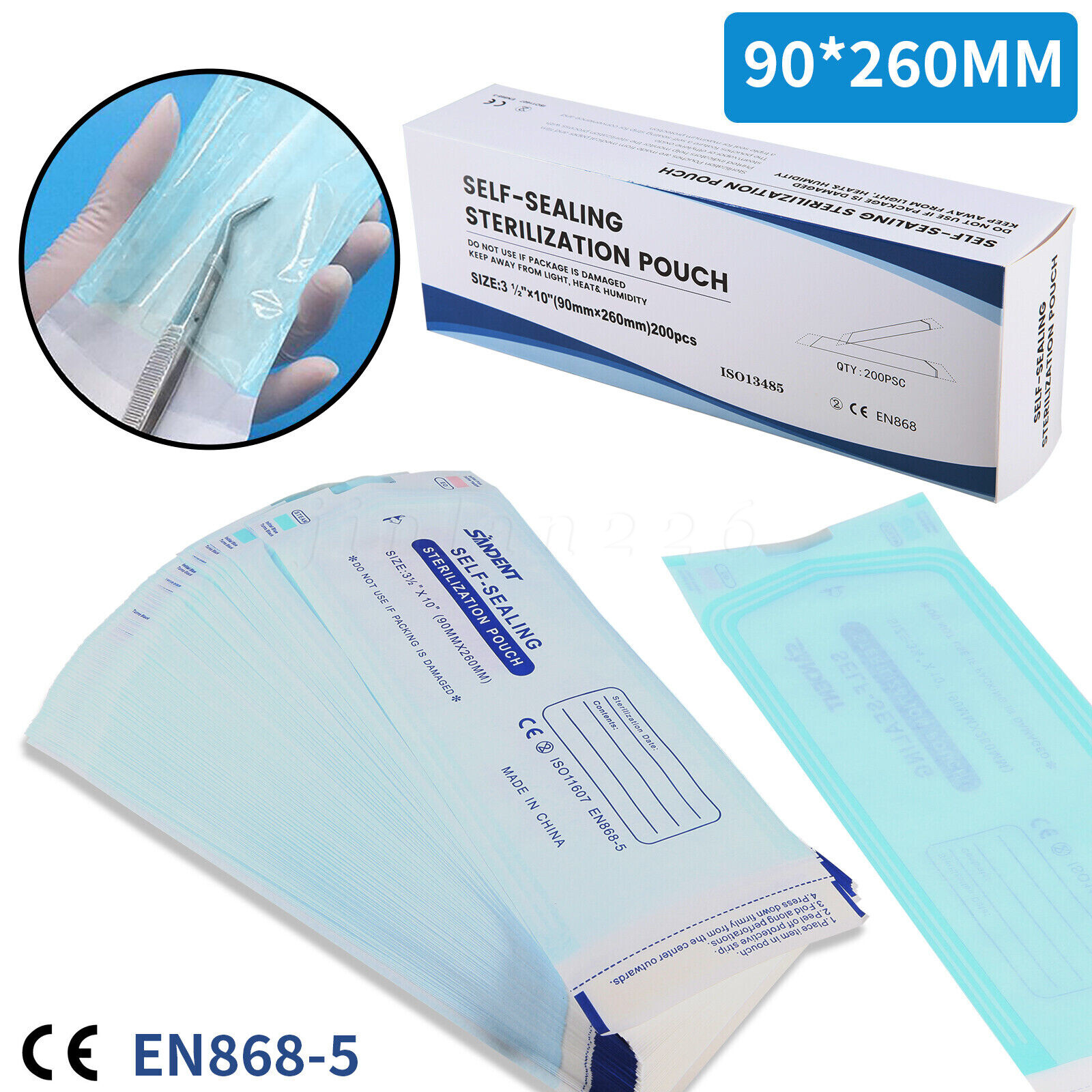 3.5" X 10" Self Sterilization Pouches Autoclave Pouch, Sterilizer Bags Dental US