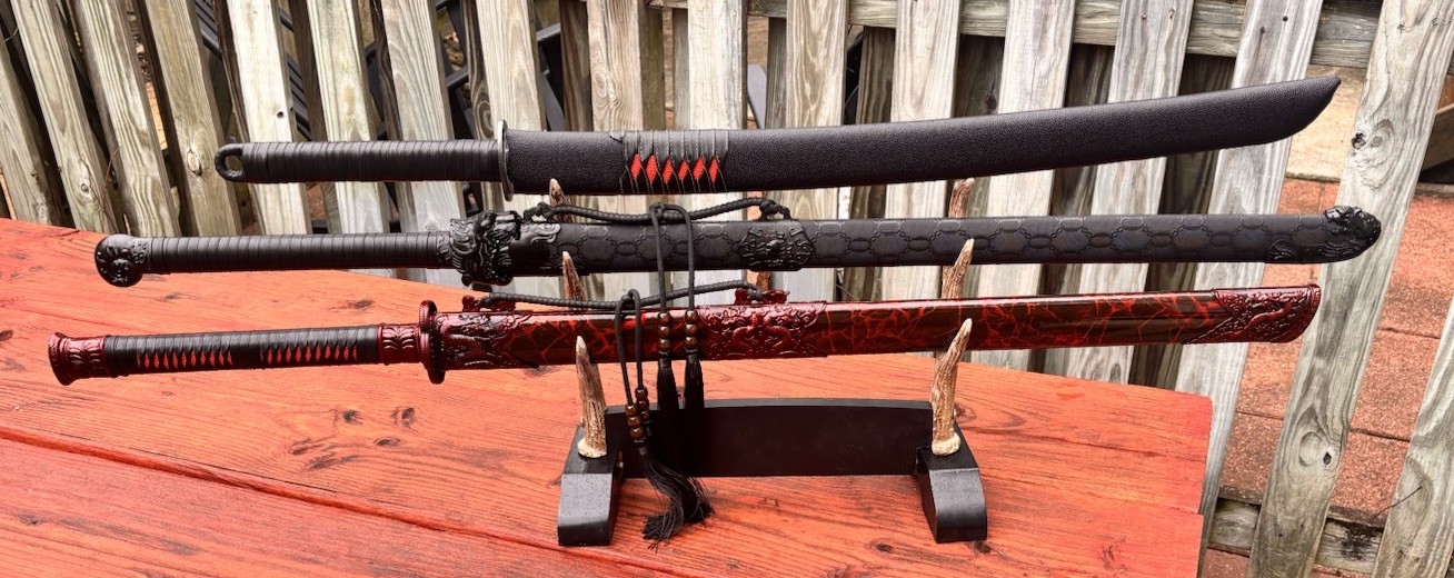 Katana Stand Antler Samurai Sword Stand Faux Antlers With Black Wood Base 3 Tier