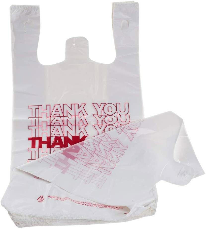 Bags 1/12 Extra Small 7x3.5x13 THANK YOU T-Shirt Plastic Grocery Shopping Bags
